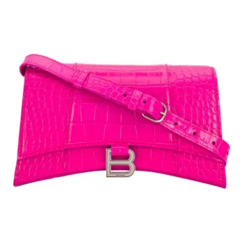 Balenciaga Leather Shoulder Bag Women's Pink