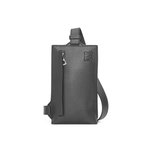 LOEWE Grained Calfskin One Shoulder Crossbody Sling Bags Men's Anthracite