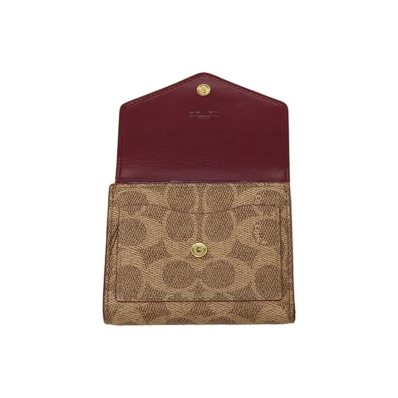 COACH Canvas Handheld Envelope Bag Wallet Small Size Women's Pink & Brown Monogram-2