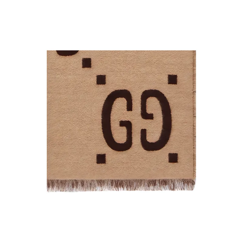 GUCCI Wool Knit Scarves Men's Brown-2