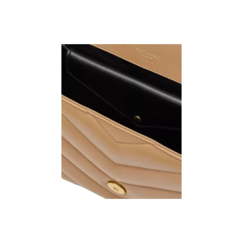 SAINT LAURENT LOULOU Sheepskin Envelope Bag Crossbody Bag Shoulder Bag Medium Size Women's Natural Brown Yellow-7