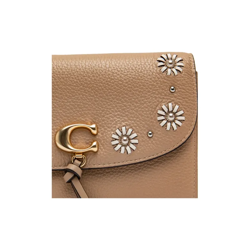 COACH Remi Leather Chain Crossbody Bag Shoulder Bag Small Size Women's Milk Tea Beige-4