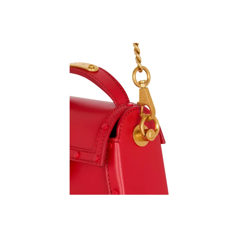 BALMAIN B BUZZ Calfskin Shoulder Bag, Crossbody Bag, Handbag Women's Red-4