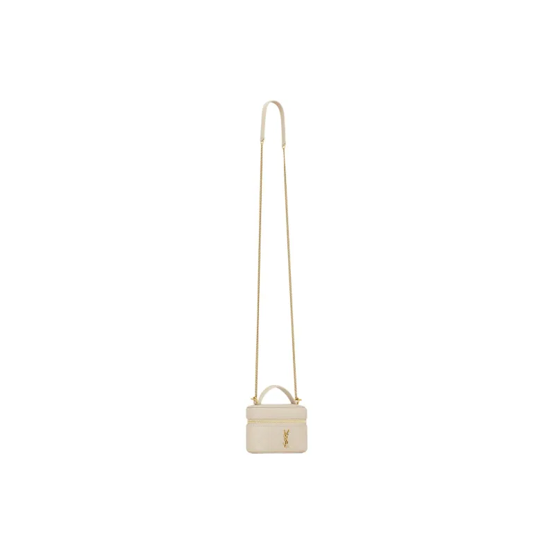 SAINT LAURENT GABY Sheepskin One Shoulder Crossbody Portable Makeup Bag Women's Vintage White-2