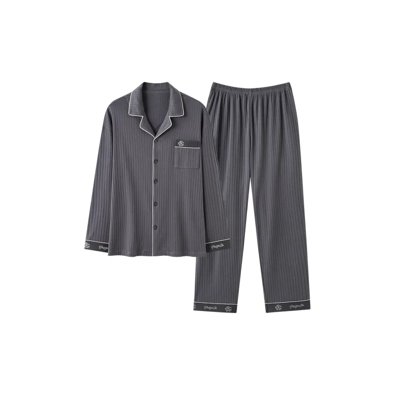 XIAFENYAN Pajama Set Men's Gray-0