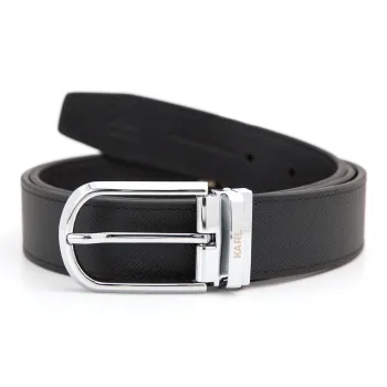 KARL LAGERFELD Top Grain Cow Leather Belts Unisex Width 34mm