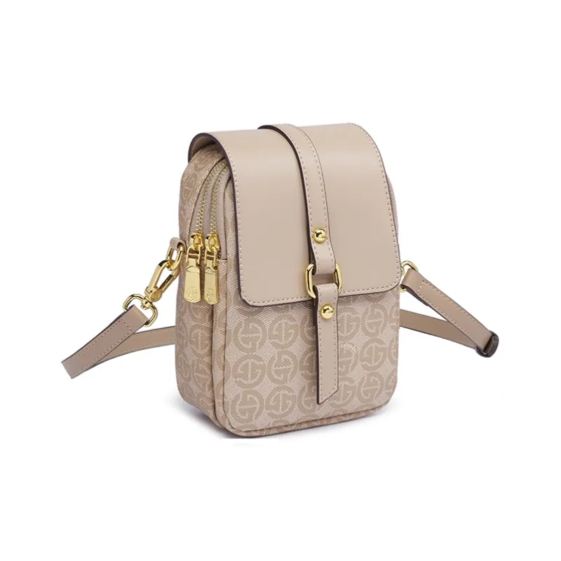 GELANDAI PVC Cell Phone Pouch, Shoulder Bag, Crossbody Bag Trumpets Women's Apricot/Mint Green-0