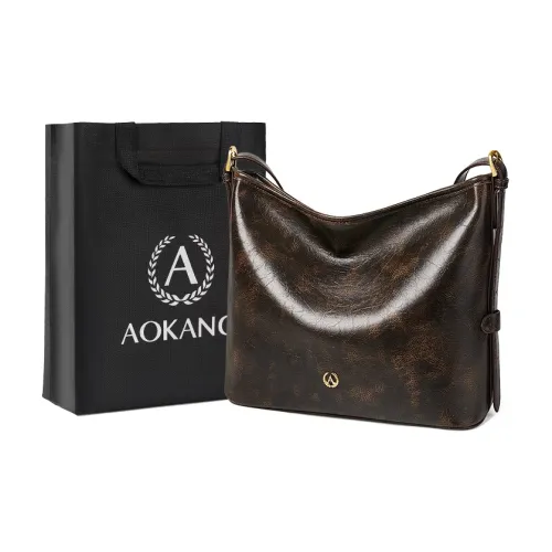 AOKANG Cow Leather Shoulder Bag Tote Crossbody Bag Shoulder Bag Medium Size Women's Maple Leaf Coffee/Amber Brown/Khaki