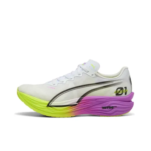 PUMA Deviate NITRO Elite 3 Cushioned Slip Resistant Breathable Low Top Running Shoes Men's White Yellow