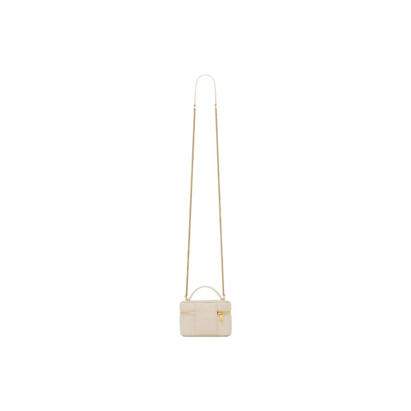 SAINT LAURENT GABY Sheepskin One Shoulder Crossbody Portable Makeup Bag Women's Vintage White-4