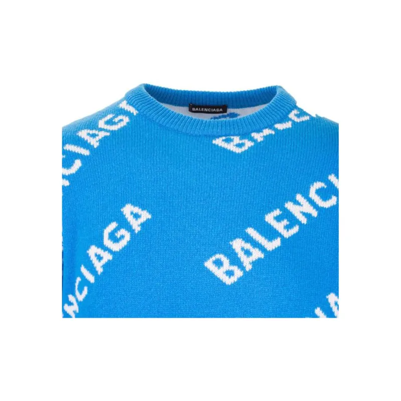 Balenciaga Sweater Loose Fit Men's Blue-5