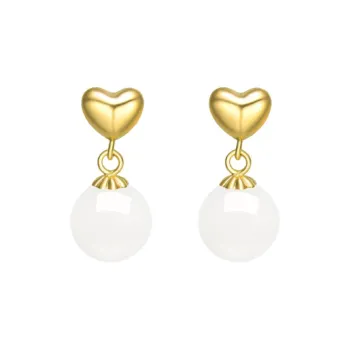 MARY WINDSOR Heart Shaped Individual Fashion Earrings White Jade Women's