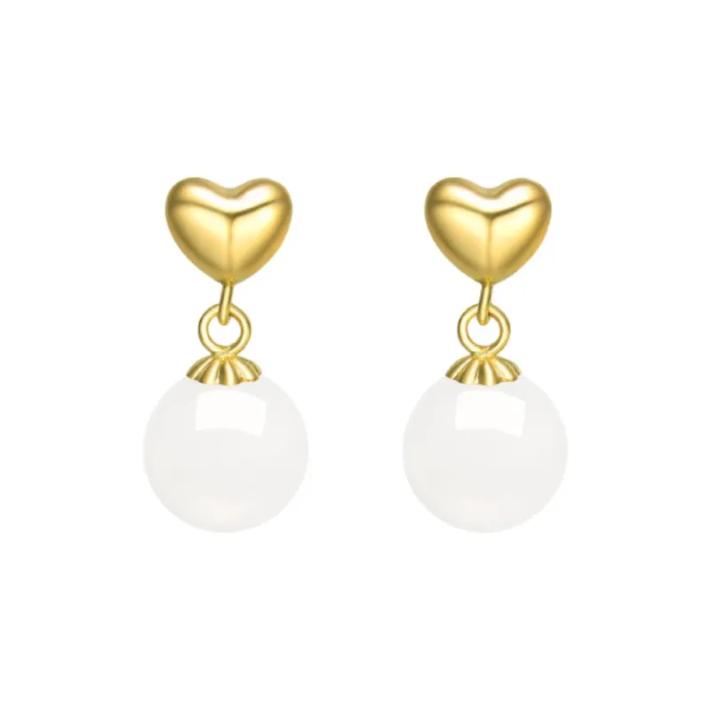 MARY WINDSOR Heart Shaped Individual Fashion Earrings White Jade Women's-0