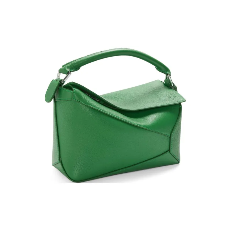 LOEWE Puzzle Grain Calfskin Shoulder Bag, Crossbody Bag, Handbag Small Size Women's Green-1