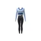 [Long-Sleeved Mock Two-Piece Clothing Sets]Gray Lake Blue+Starburst Black