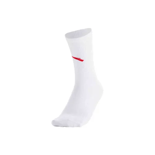 Anta Basketball Collection Knee-High Socks Men's 1 Pack Pure White/Passion Red