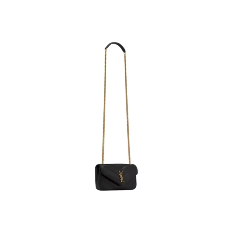 SAINT LAURENT LOULOU Sheepskin Shoulder Bag, Crossbody Bag Mini Women's Black-1