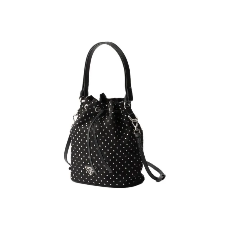 PRADA Re-Nylon Fabric Bucket Bag Crossbody Handbag Mini Women's Black-1