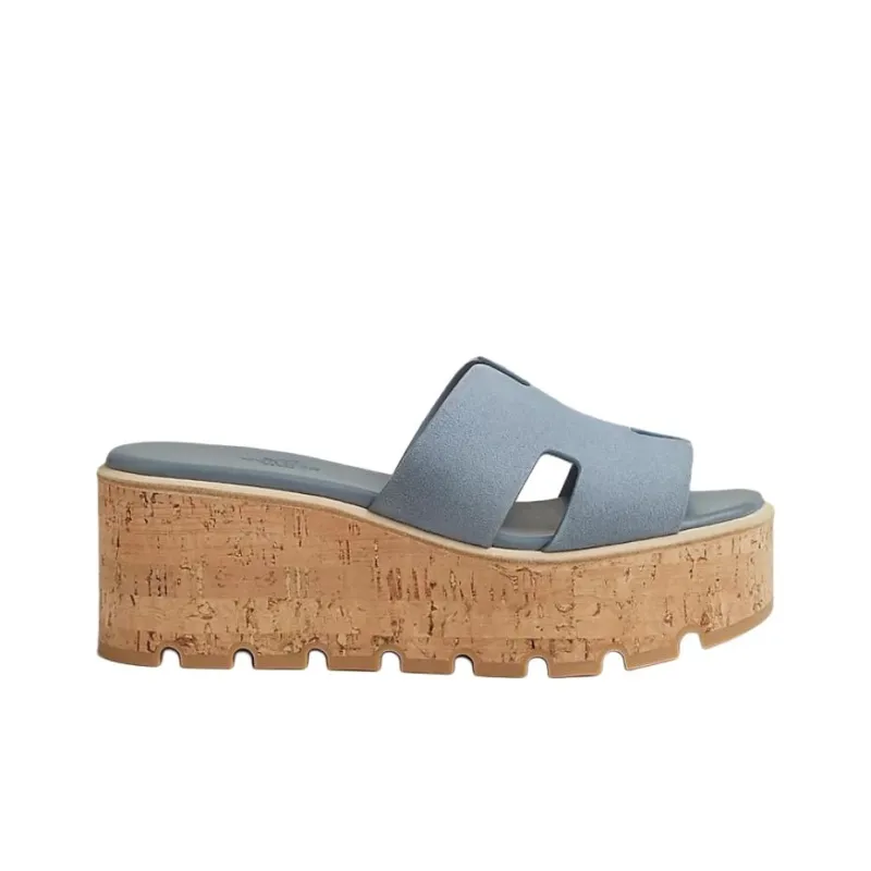 HERMES Eze Slide Slippers 6.6cm Women's Blue-1