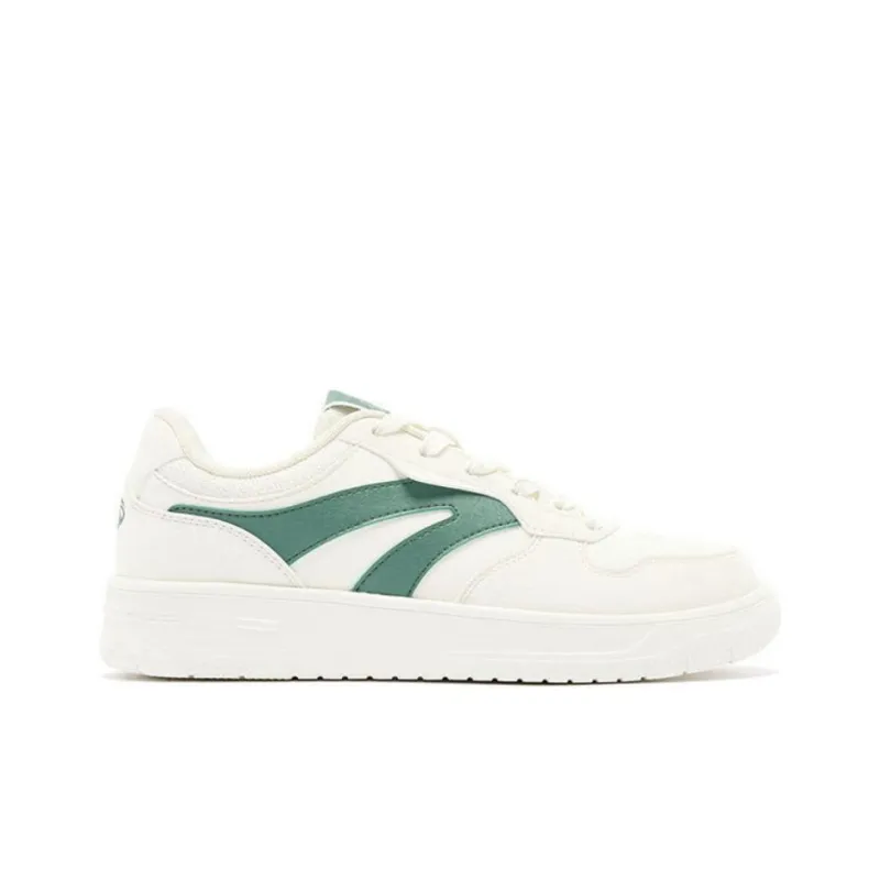 QIAODAN Anti Slip Wear Resistant Low Top Skateboard Shoes Men's White Green-1