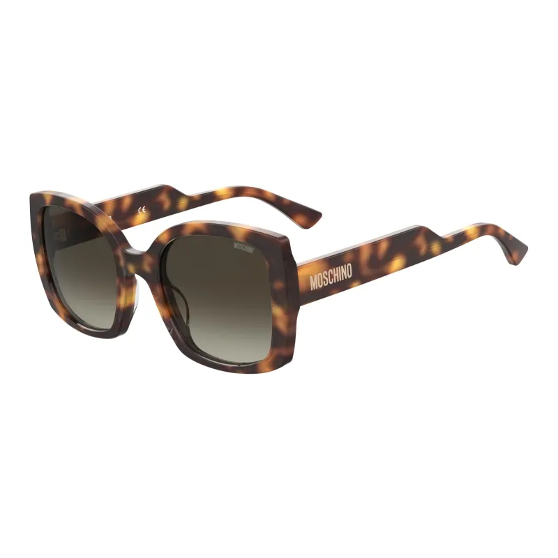 MOSCHINO Acetate Irregular Shape Sunglasses Women's Brown-0