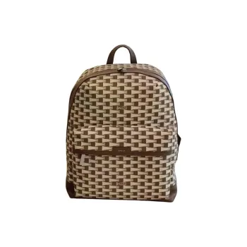 BALLY Cow Leather Backpack Men's Brown & Beige