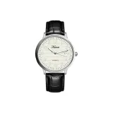 White Case White Dial Black Leather