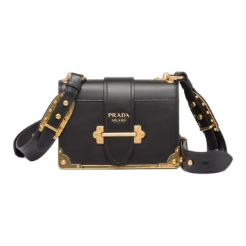 PRADA Cahier Leather Bag Black