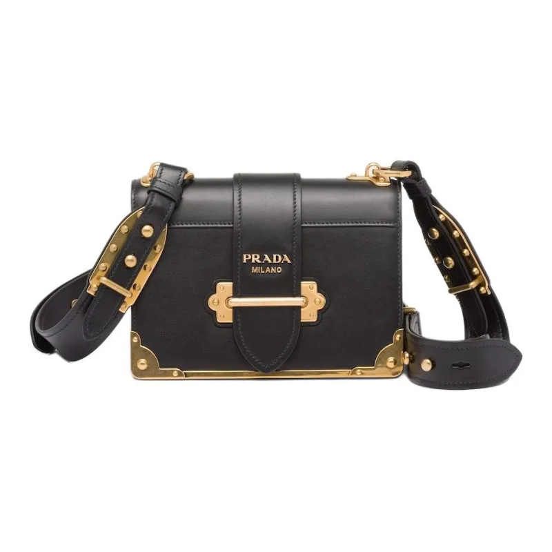 PRADA Cahier Leather Bag Black-0