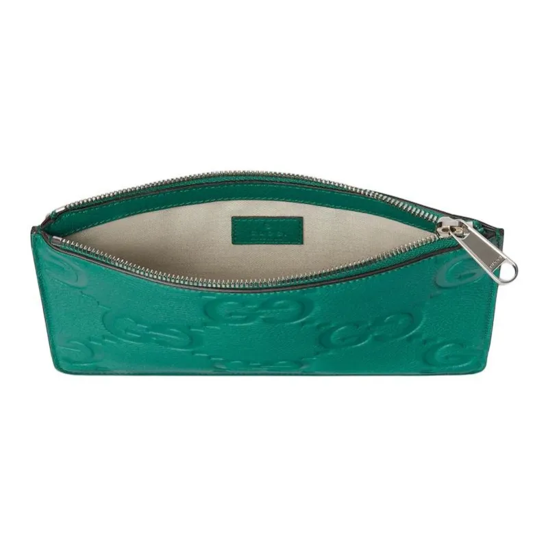 GUCCI Grain Leather Clutch Large Size Men's Green-4