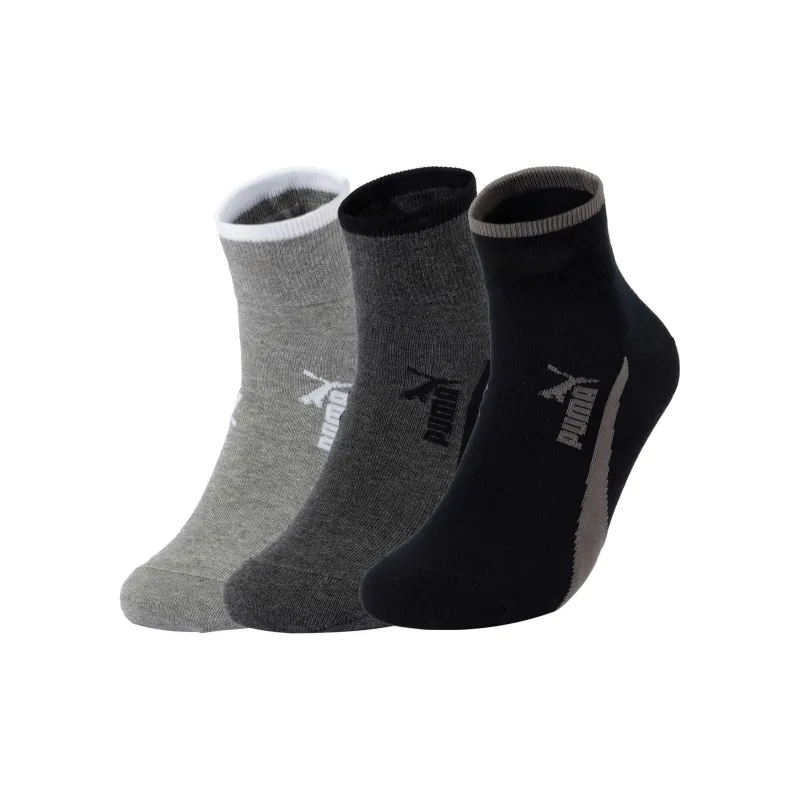 PUMA Ankle Socks Unisex 3 Pack Dark Mixed Heather Gray-0