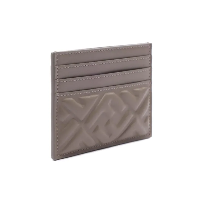 FENDI Leather Card Holder Women's Dove Gray-1