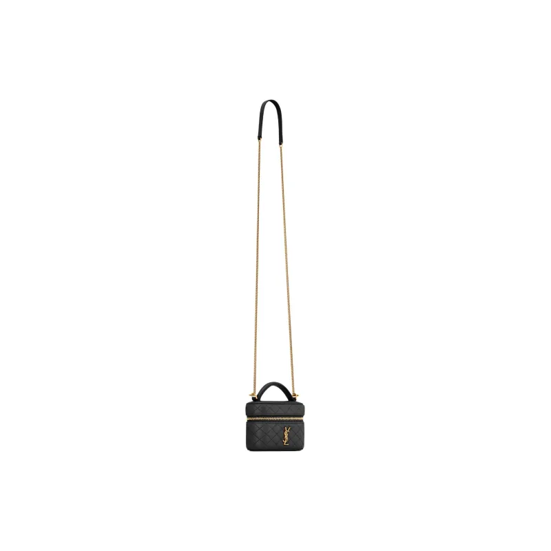 SAINT LAURENT GABY Sheepskin One Shoulder Crossbody Portable Makeup Bag Women's Black-3