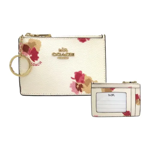 COACH Mini Id Skinny Canvas Card Holder Wallet Women's White