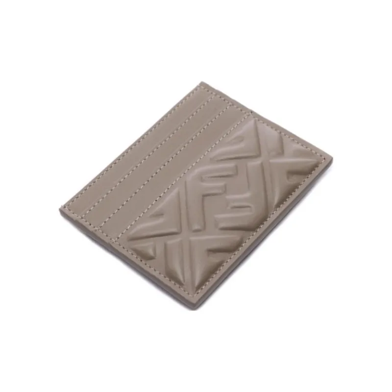 FENDI Leather Card Holder Women's Dove Gray-3