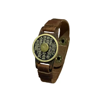 JIBAINANXI Copper Alloy Leather Wristbands Unisex