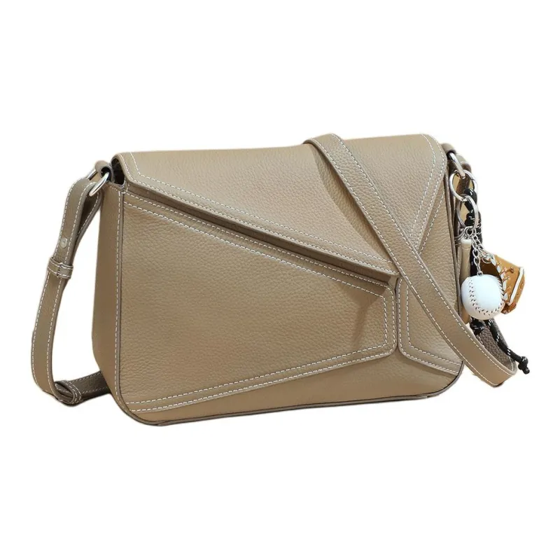 RED DRAGONFLY Cow Leather Crossbody Bag, Shoulder Bag Medium Size Women's Elephant Gray-1