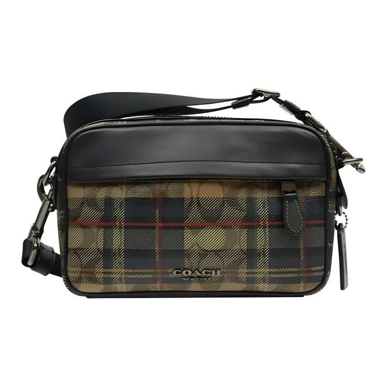 COACH Graham Canvas With Leather Shoulder Bag, Crossbody Bag Trumpets Men's Black Multicolor-2