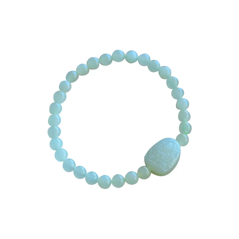 Cuiya Golden Building Hetian Jade Bracelets Pale Greenish-White Jade Unisex-29