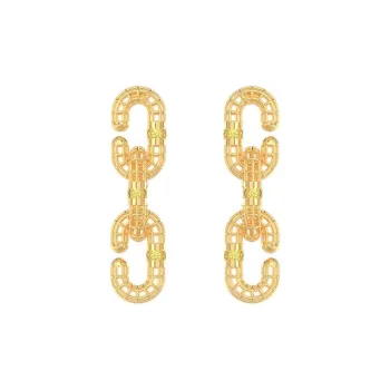 Mistova JEWELRY Eco Friendly Copper Gold Plated Inlaid Synthetic Zircon Data Cut Out Hoop Earrings Women's