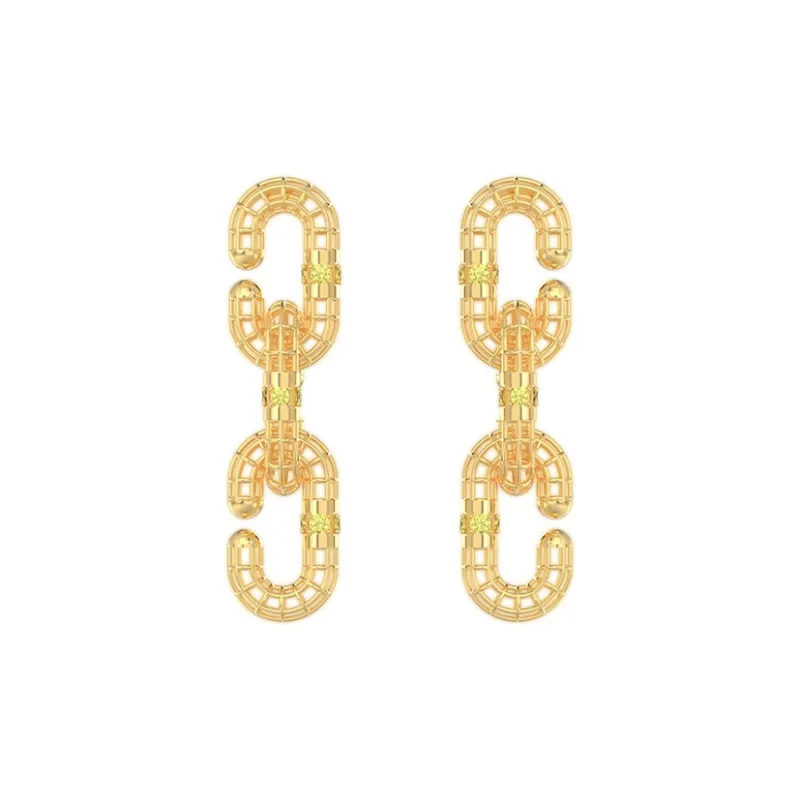 Mistova JEWELRY Eco Friendly Copper Gold Plated Inlaid Synthetic Zircon Data Cut Out Hoop Earrings Women's-0