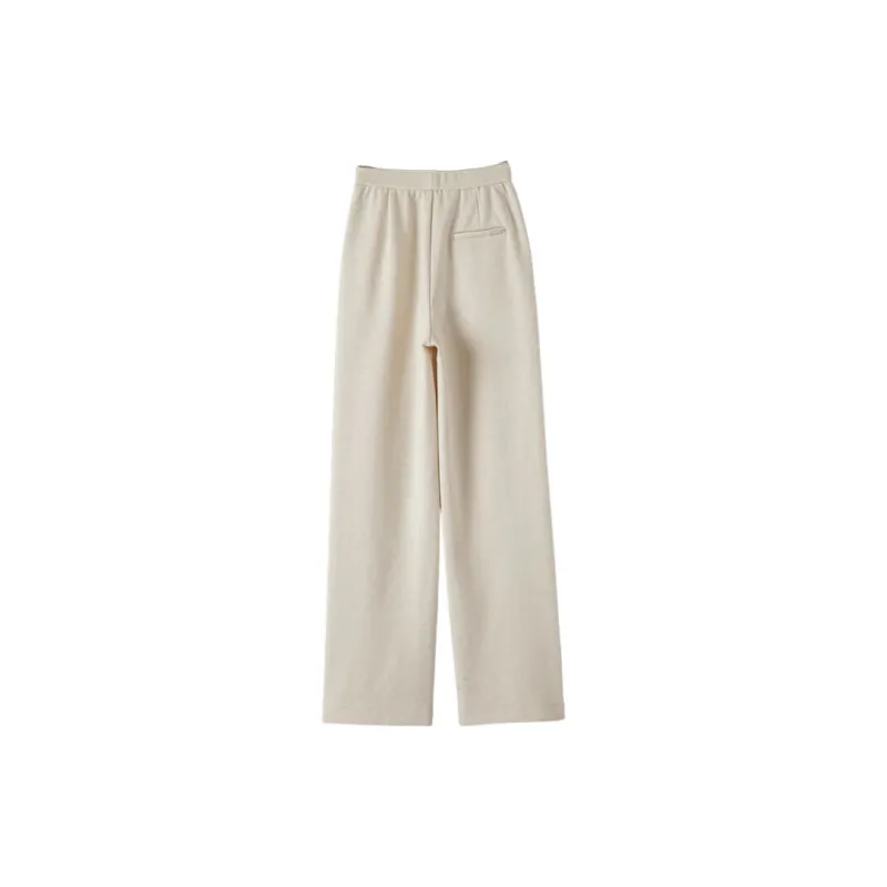 Late White Casual Pants Women's Beige Apricot-3