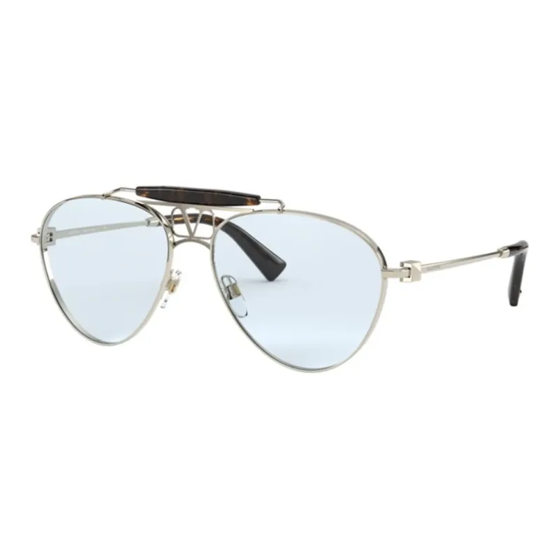 Valentino Metal Aviator Sunglasses Men's Silver-0