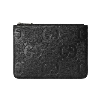 GUCCI Grained Leather Clutch Large Size Men's Black