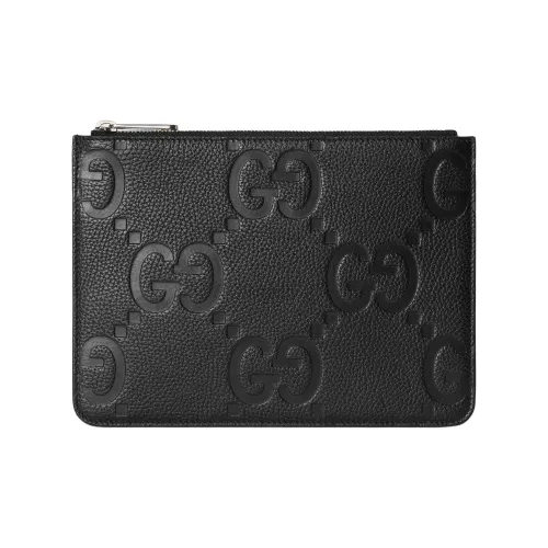 GUCCI Grained Leather Clutch Large Size Men's Black