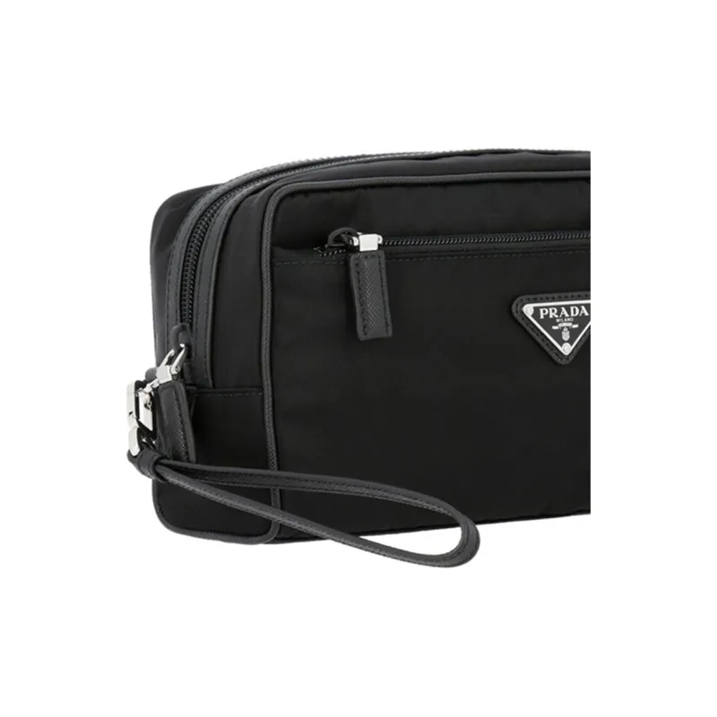 PRADA Nylon Toiletry Bags Clutches Men's Black-4