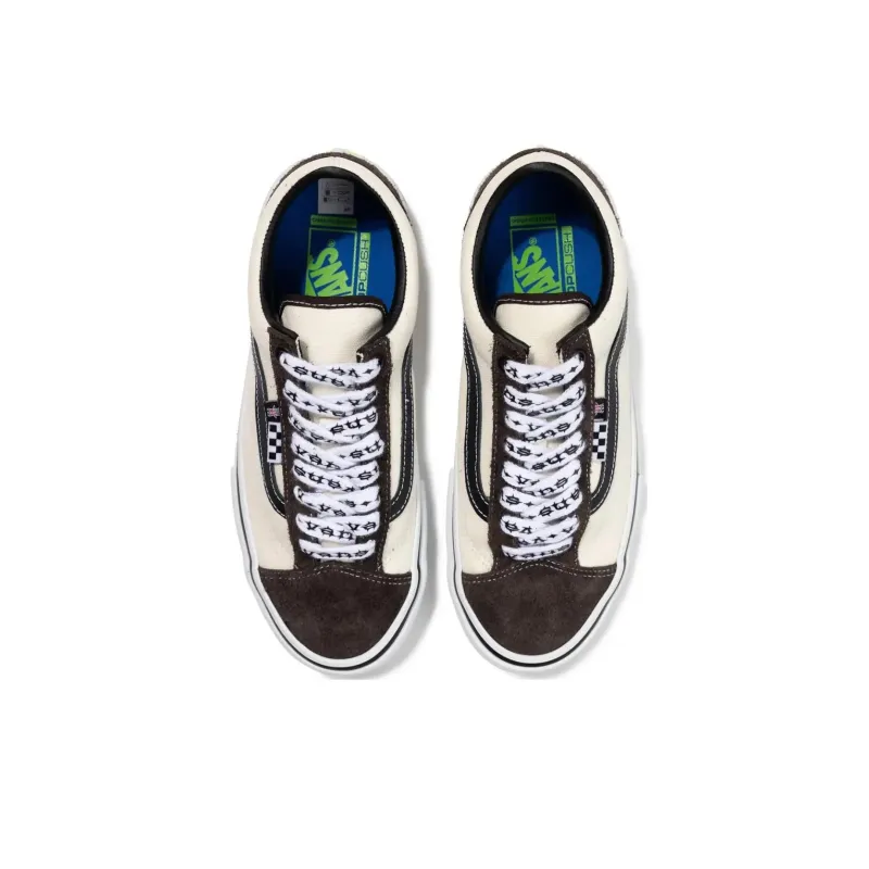 Punkandyo x Vans Style 36 Anti Slip Wear Resistant Low Top Skateboard Shoes Unisex White Brown-2