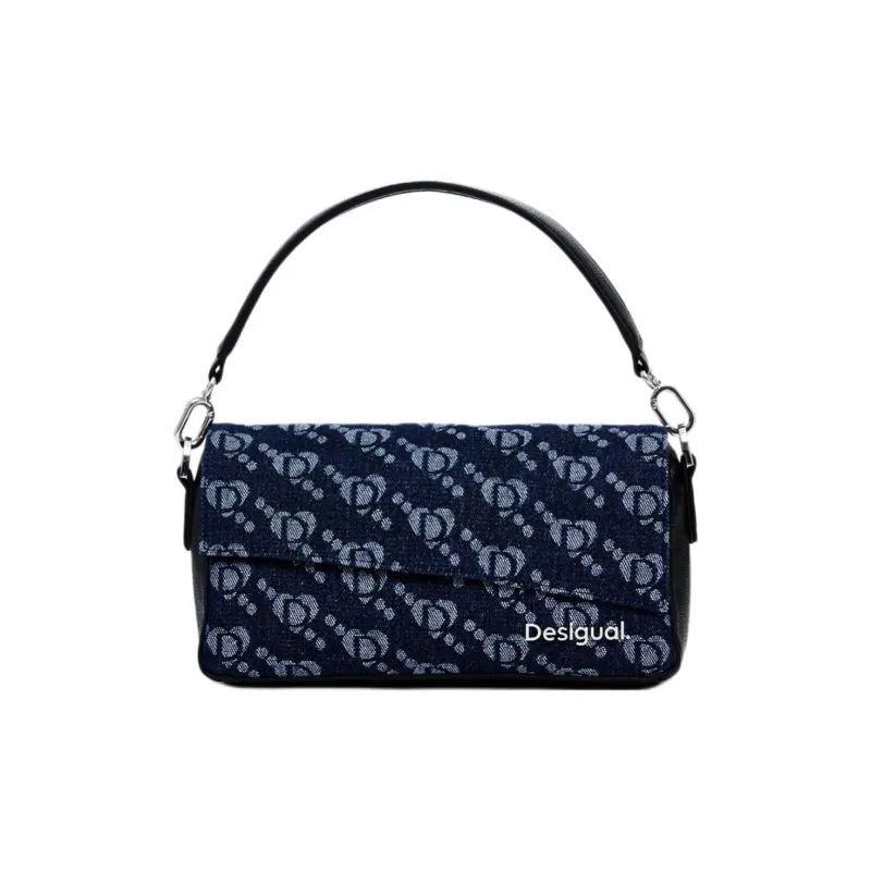 Desigual Cotton Shoulder Bag, Crossbody Bag, Handbag Regular Women's Black & Blue-0