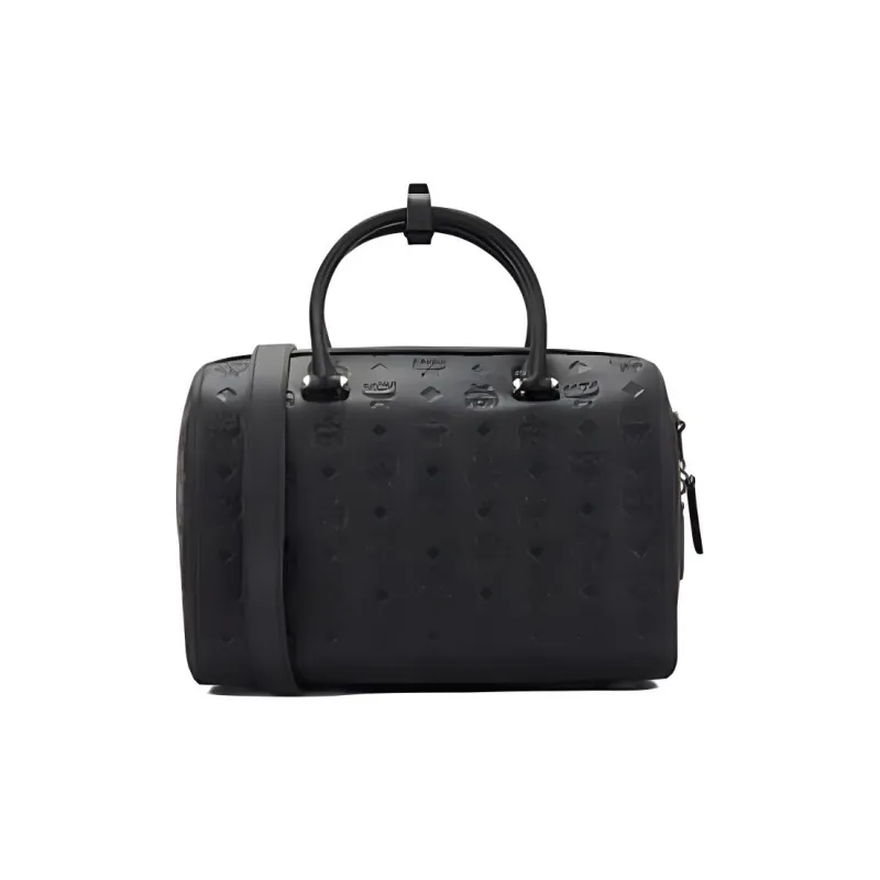 MCM PVC Boston Pillow Bag, Crossbody Handbag, Shoulder Bag Women's Black-3