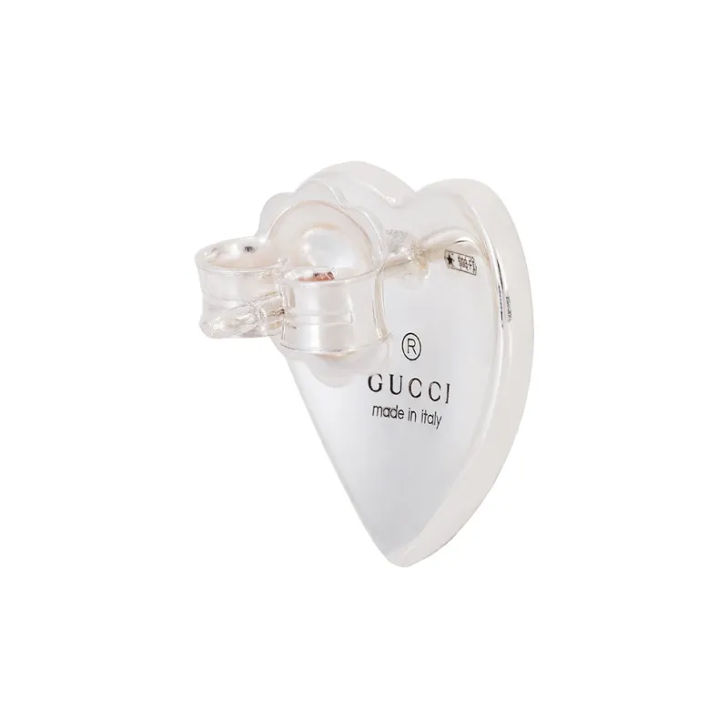 GUCCI GG 925 Sterling Silver Stud Earrings Women's Red-3